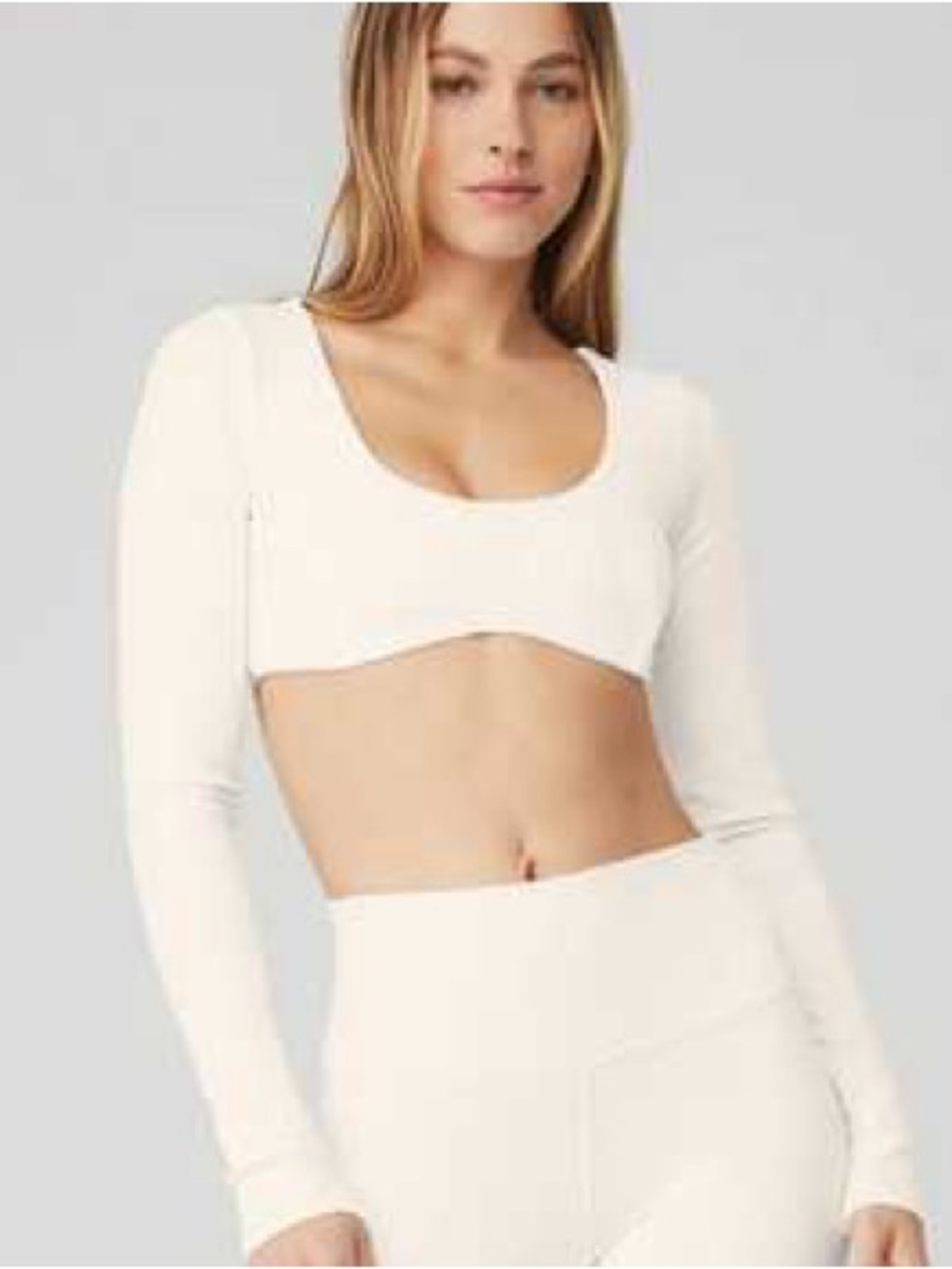 Alo Yoga ribbed long-sleeve crop top ribbed scoop neck